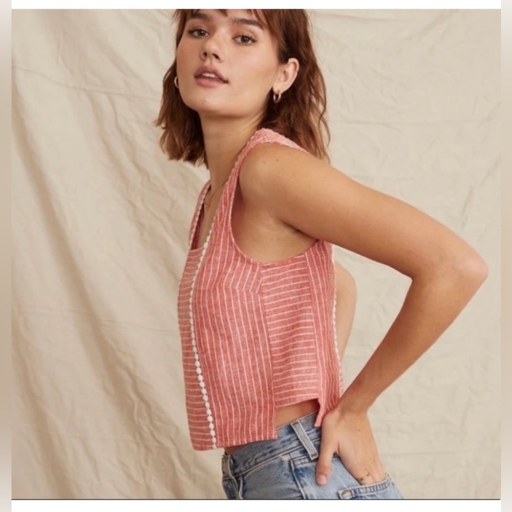Marine layer linen blend Stella cropped top size medium